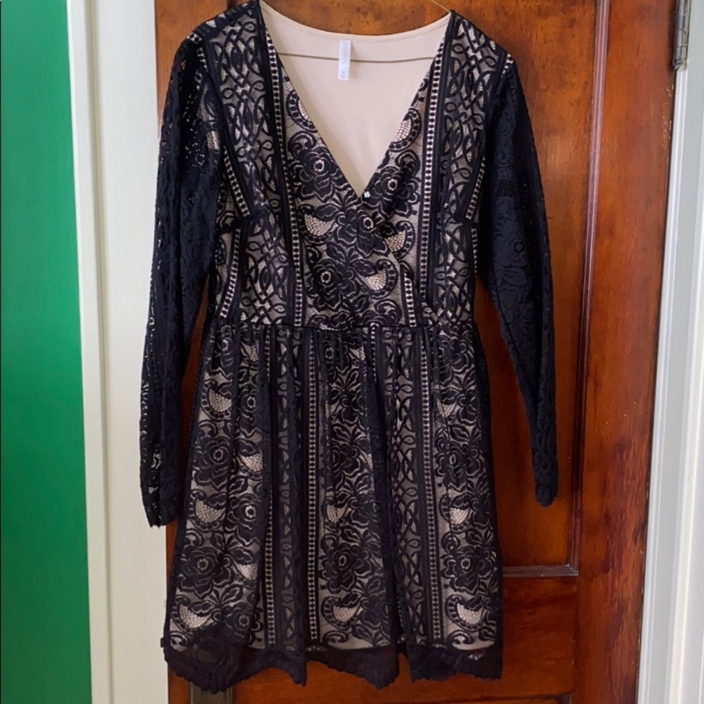 Black lace mini dress